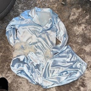 Silky blue PJs.